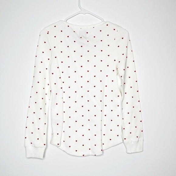 NWT REVOLVE Plush Heart Print Pajama Set Waffle Knit Women's White Size Medium - Picture 3 of 8